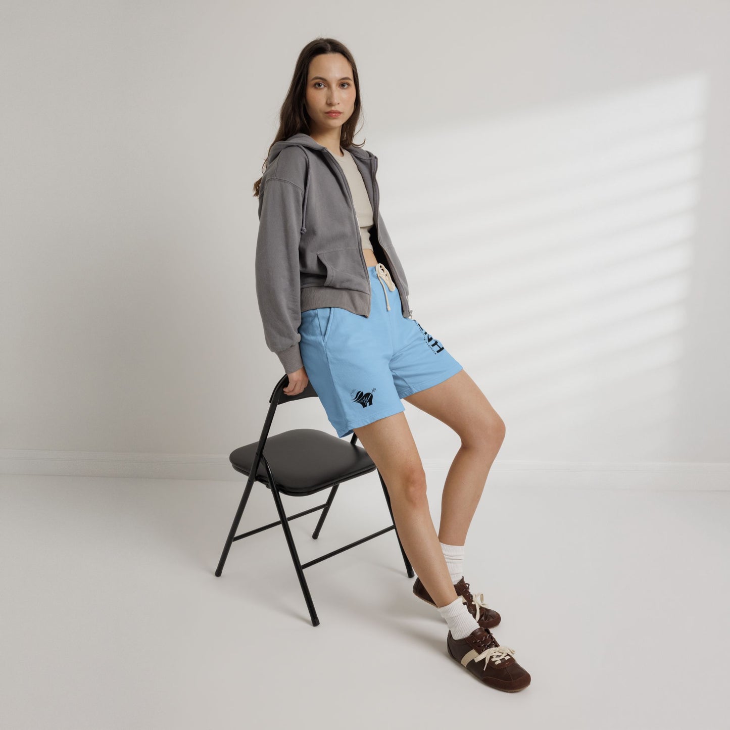 ALNH Minimal Logo Fleece Sweat Shorts — Garment-Dyed Comfortable Lounge Shorts