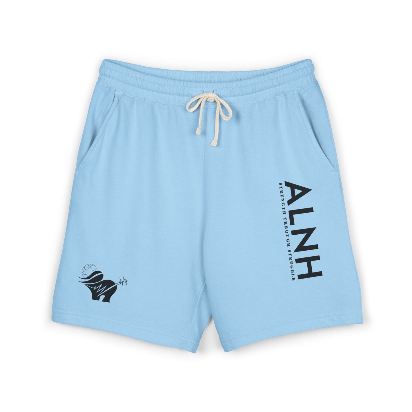 ALNH Minimal Logo Fleece Sweat Shorts — Garment-Dyed Comfortable Lounge Shorts