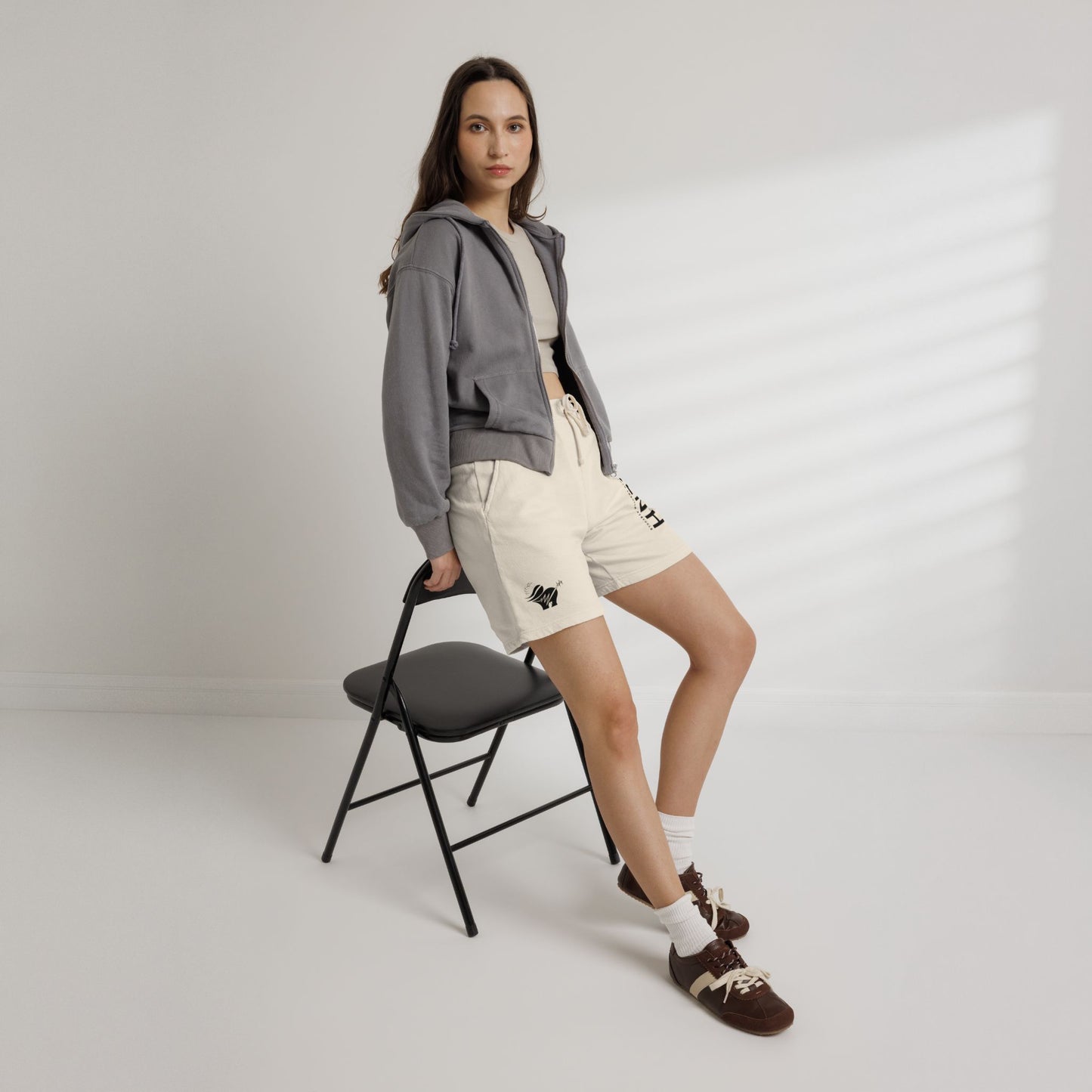 ALNH Minimal Logo Fleece Sweat Shorts — Garment-Dyed Comfortable Lounge Shorts
