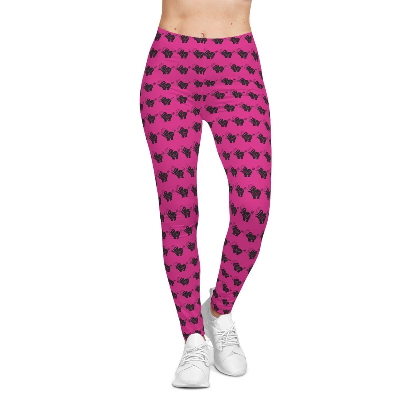 Pink Heart Pattern Leggings — Women's Casual All-Over-Print Yoga Leggings