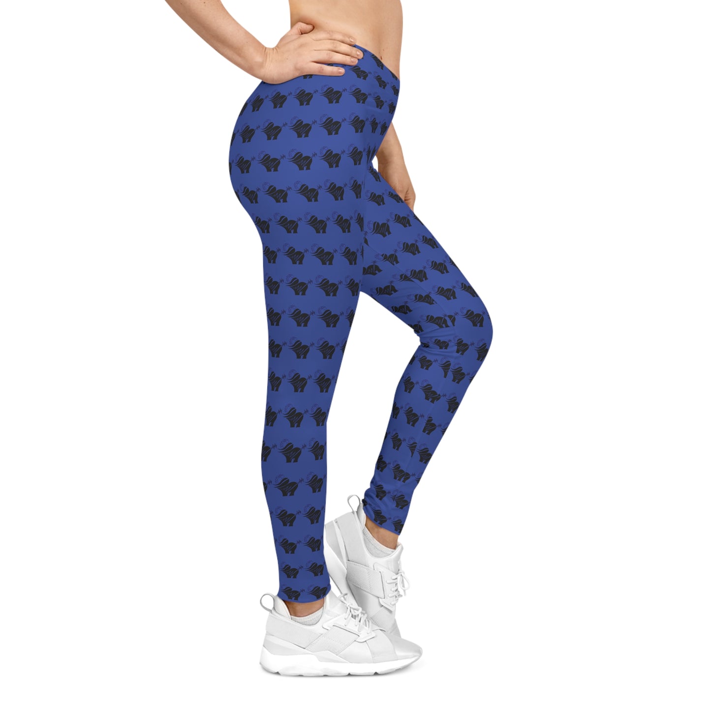 Blue Pattern Leggings — Women's Casual All-Over-Print Yoga Leggings