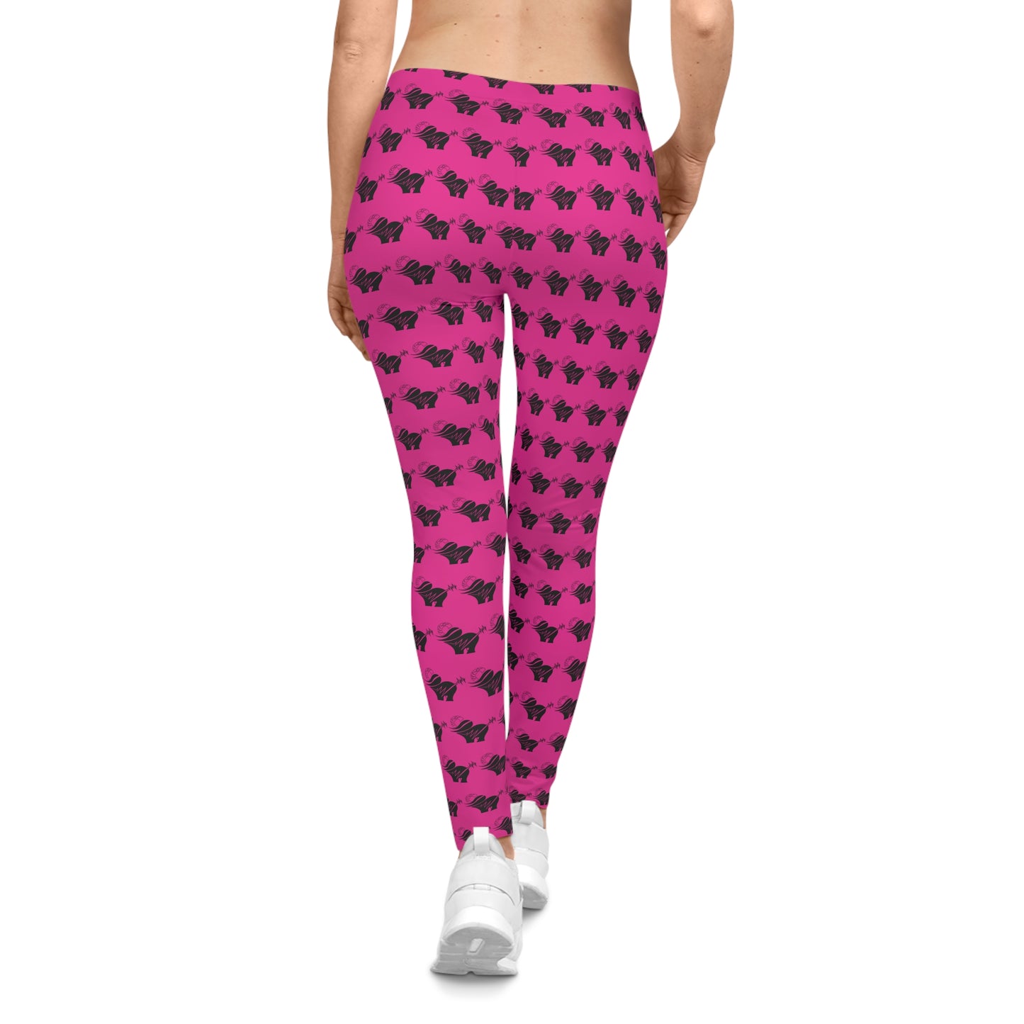 Pink Heart Pattern Leggings — Women's Casual All-Over-Print Yoga Leggings