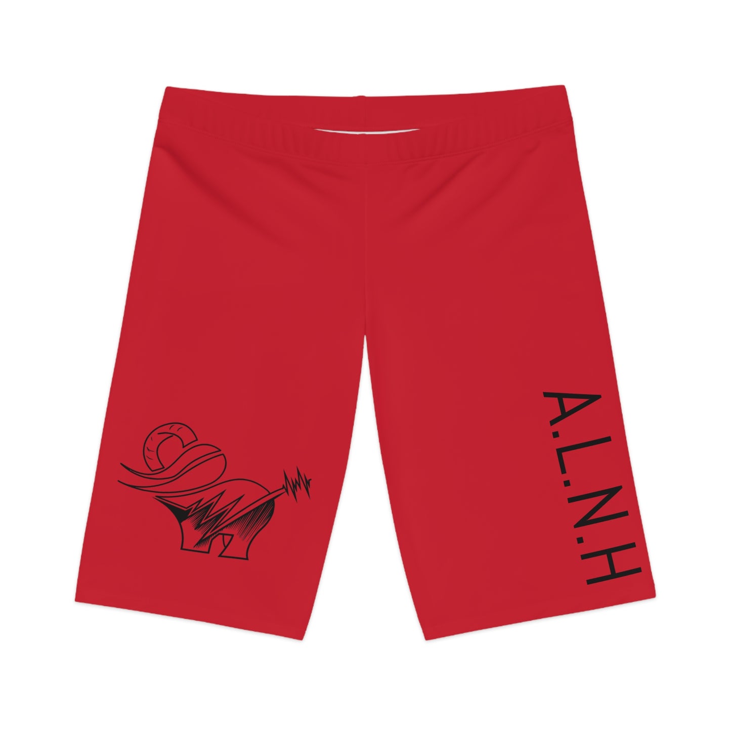 A.L.N.H Women's Red Bike Shorts with Artistic Design - Activewear for Cycling and Fitness