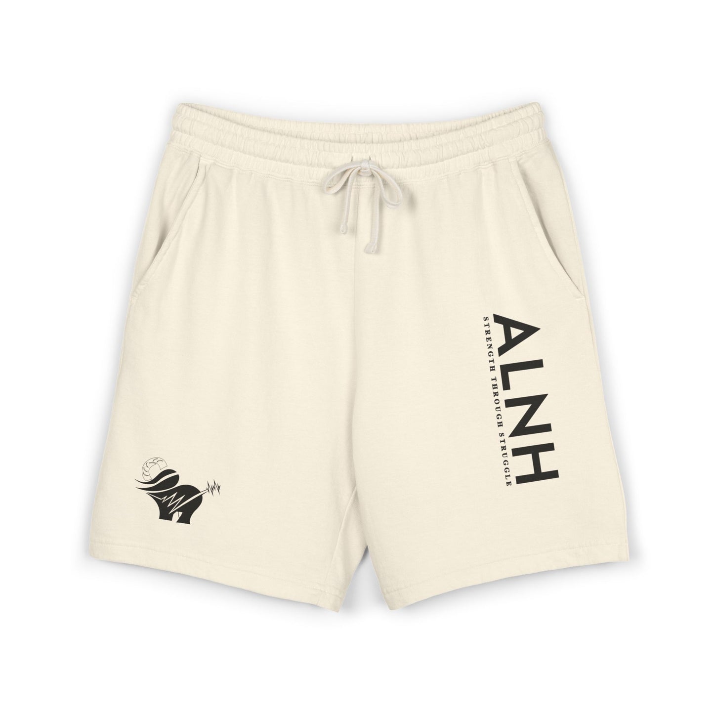 ALNH Minimal Logo Fleece Sweat Shorts — Garment-Dyed Comfortable Lounge Shorts