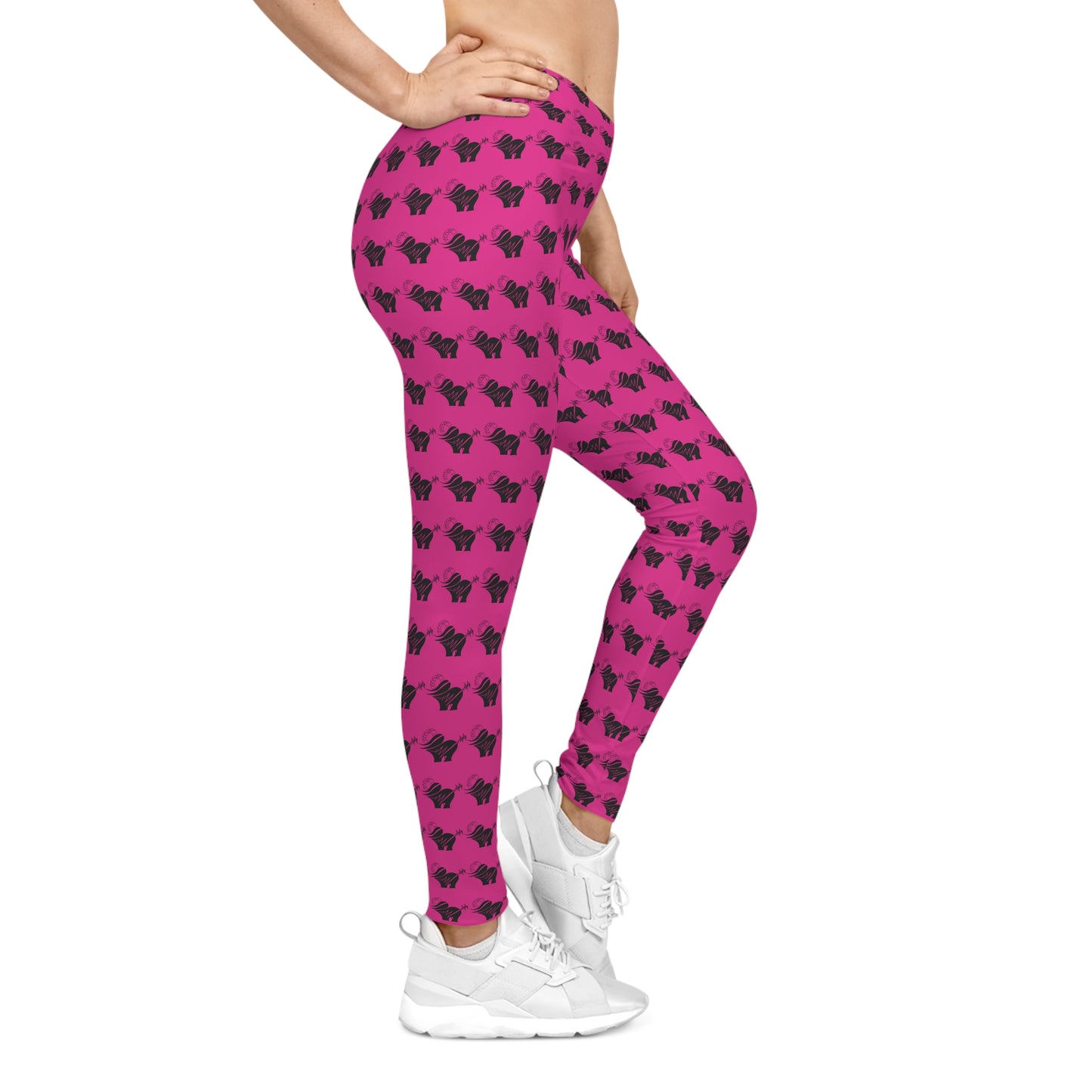 Pink Heart Pattern Leggings — Women's Casual All-Over-Print Yoga Leggings