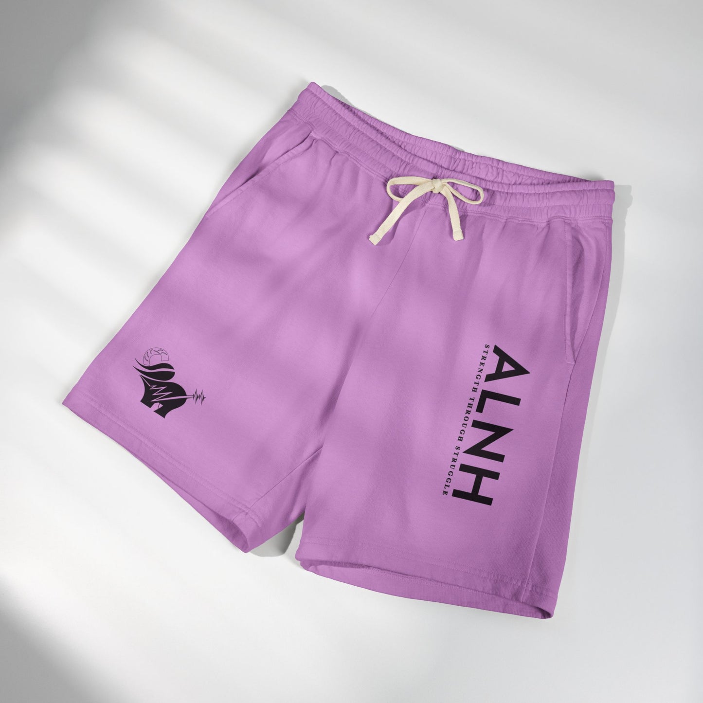 ALNH Minimal Logo Fleece Sweat Shorts — Garment-Dyed Comfortable Lounge Shorts