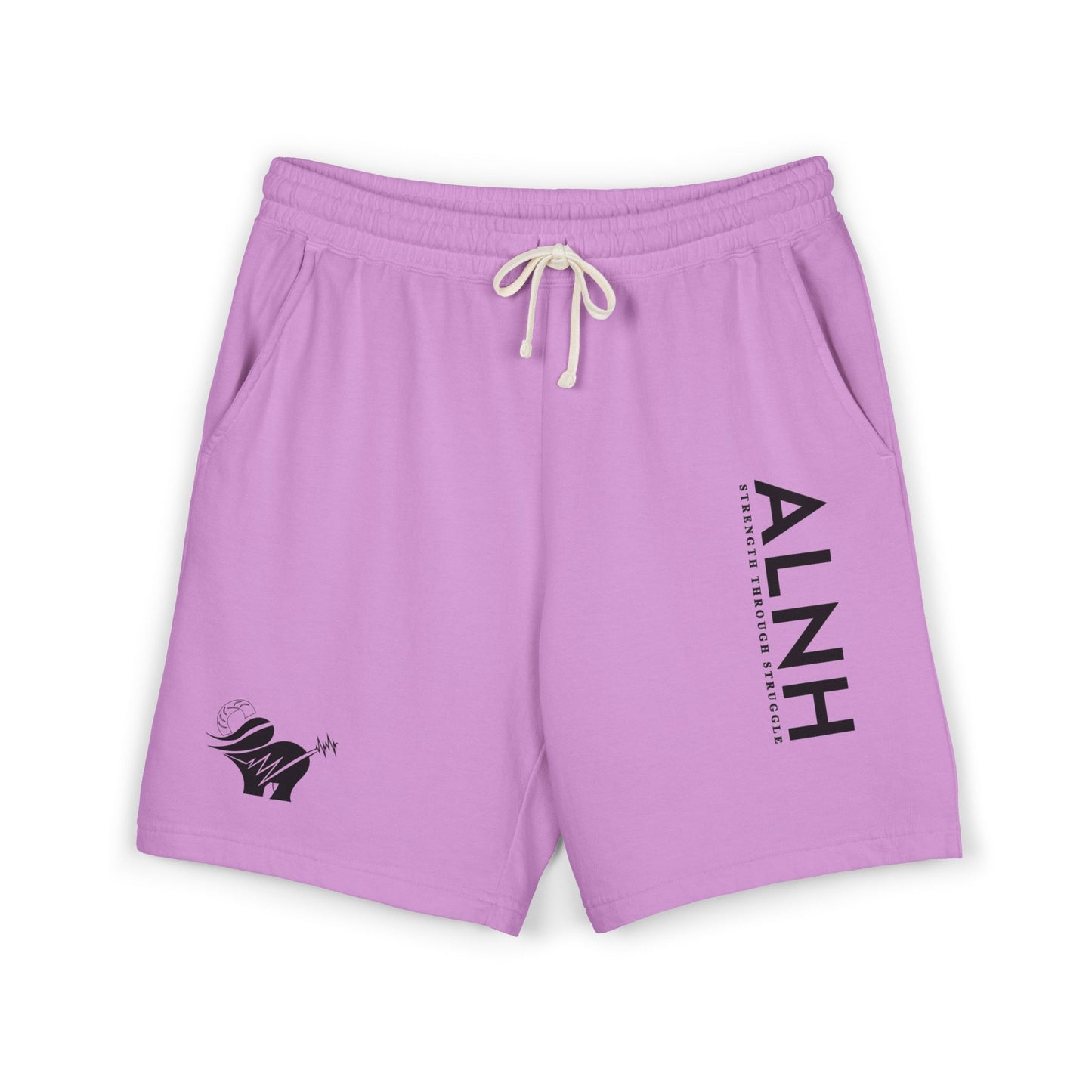 ALNH Minimal Logo Fleece Sweat Shorts — Garment-Dyed Comfortable Lounge Shorts