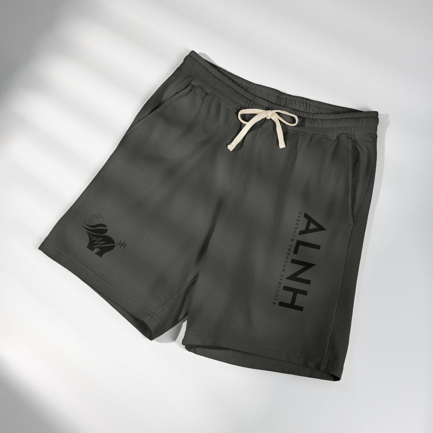ALNH Minimal Logo Fleece Sweat Shorts — Garment-Dyed Comfortable Lounge Shorts