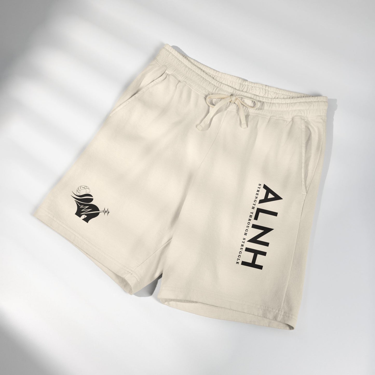 ALNH Minimal Logo Fleece Sweat Shorts — Garment-Dyed Comfortable Lounge Shorts