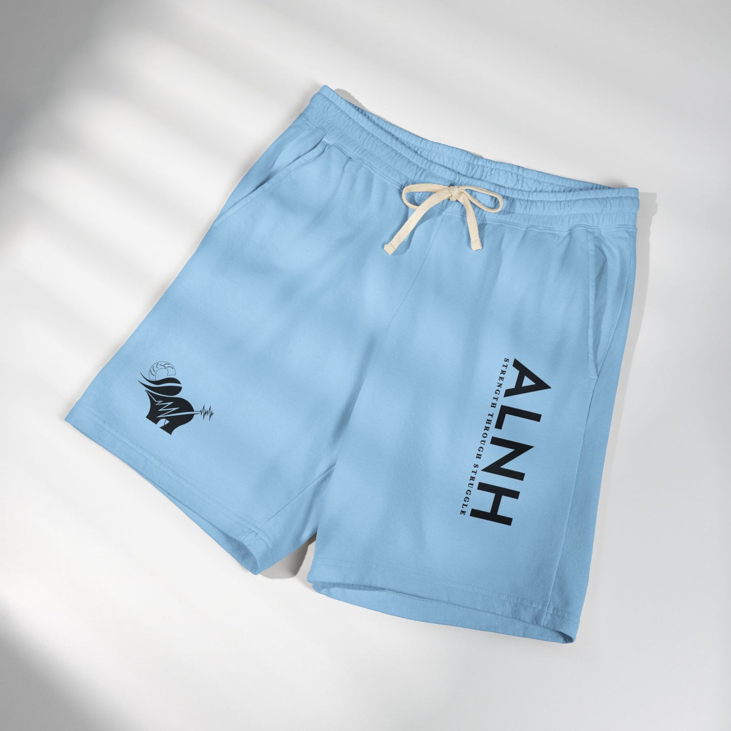 ALNH Minimal Logo Fleece Sweat Shorts — Garment-Dyed Comfortable Lounge Shorts