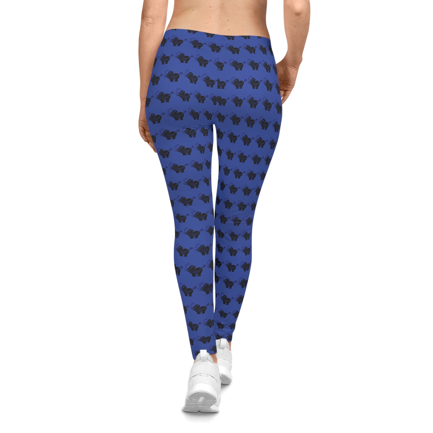 Blue Pattern Leggings — Women's Casual All-Over-Print Yoga Leggings