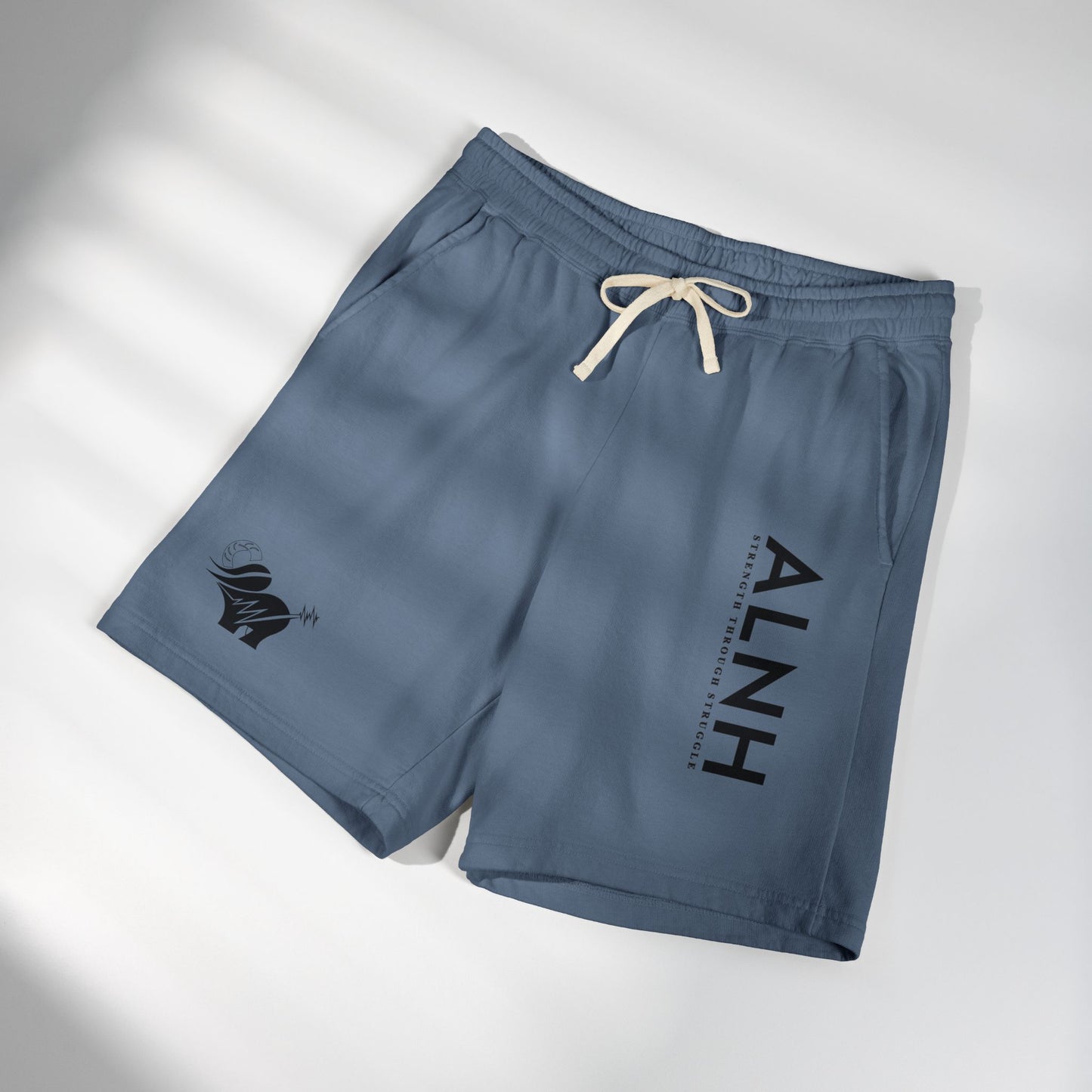 ALNH Minimal Logo Fleece Sweat Shorts — Garment-Dyed Comfortable Lounge Shorts