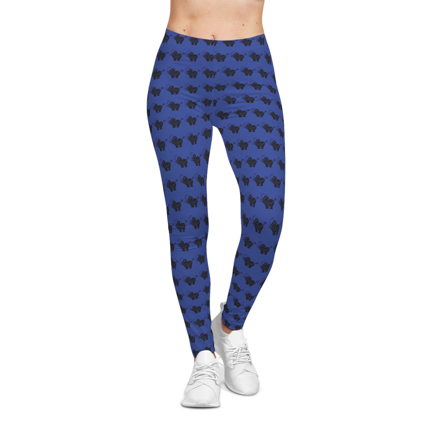Blue Pattern Leggings — Women's Casual All-Over-Print Yoga Leggings