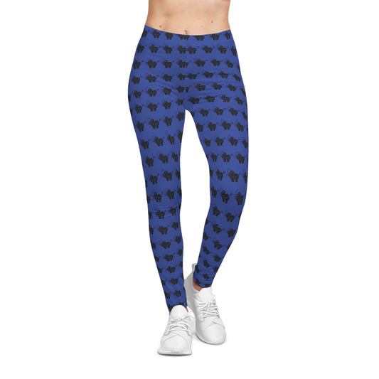 Blue Pattern Leggings — Women's Casual All-Over-Print Yoga Leggings