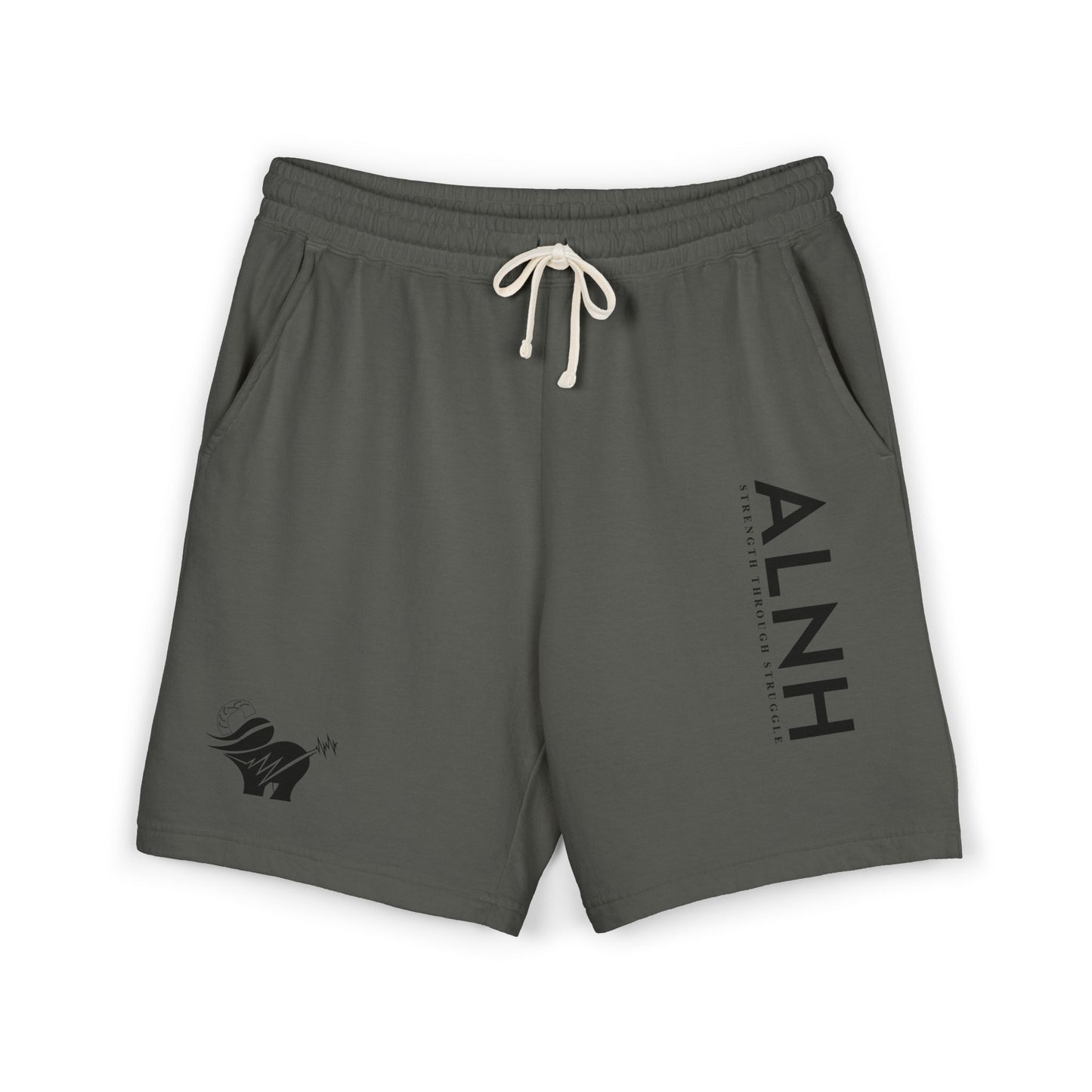 ALNH Minimal Logo Fleece Sweat Shorts — Garment-Dyed Comfortable Lounge Shorts