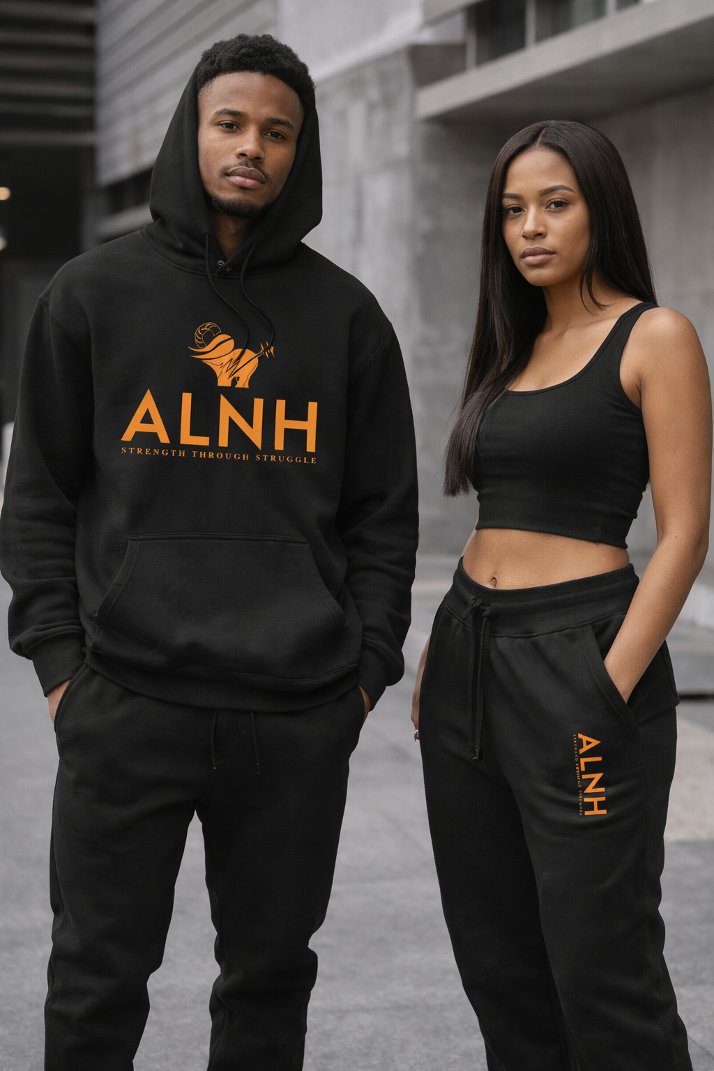ALNH Unisex Hoodie + Jogger Set- Orange